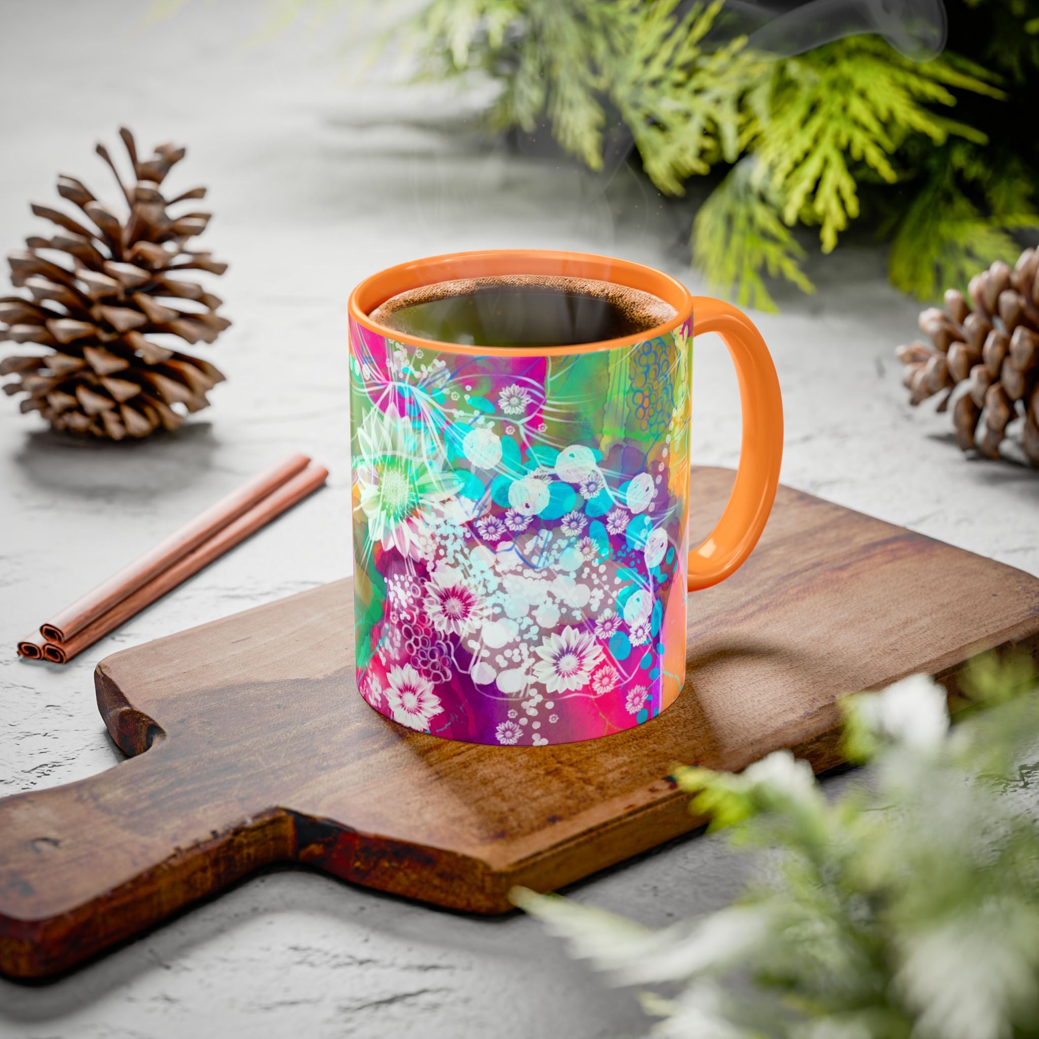 Boho Floral Rainbow Ceramic Mug (11oz & 15oz)