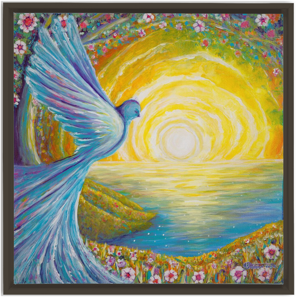 Bird of light Framed Canvas Wraps