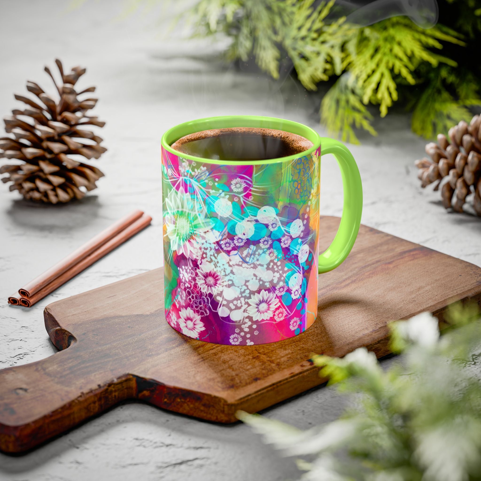 Boho Floral Rainbow Ceramic Mug (11oz & 15oz)