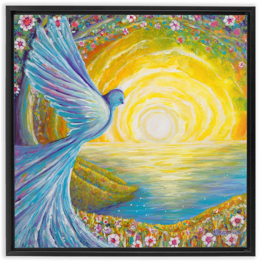 Bird of light Framed Canvas Wraps