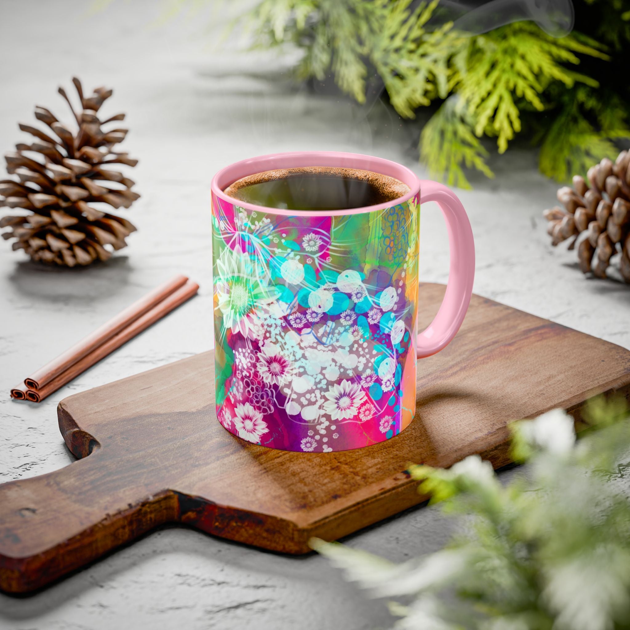 Boho Floral Rainbow Ceramic Mug (11oz & 15oz)