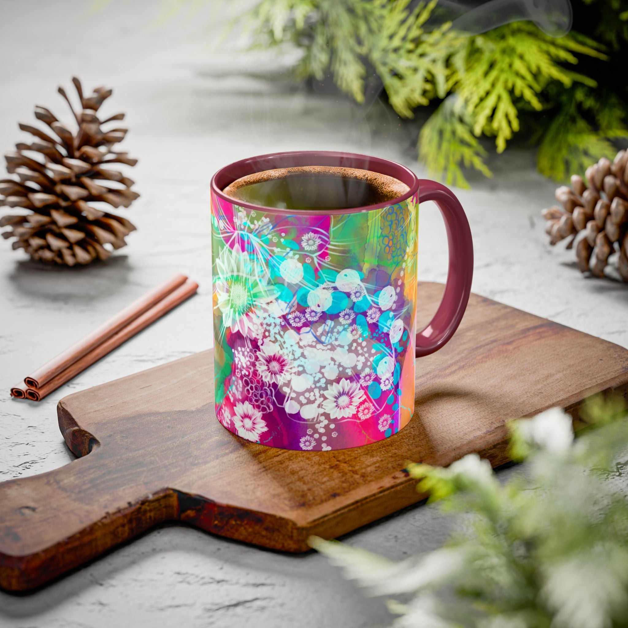 Boho Floral Rainbow Ceramic Mug (11oz & 15oz)