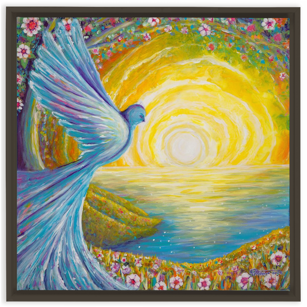 Bird of light Framed Canvas Wraps