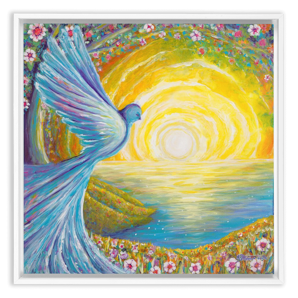 Bird of light Framed Canvas Wraps