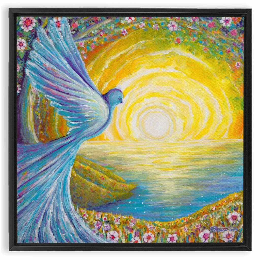 Bird of light Framed Canvas Wraps