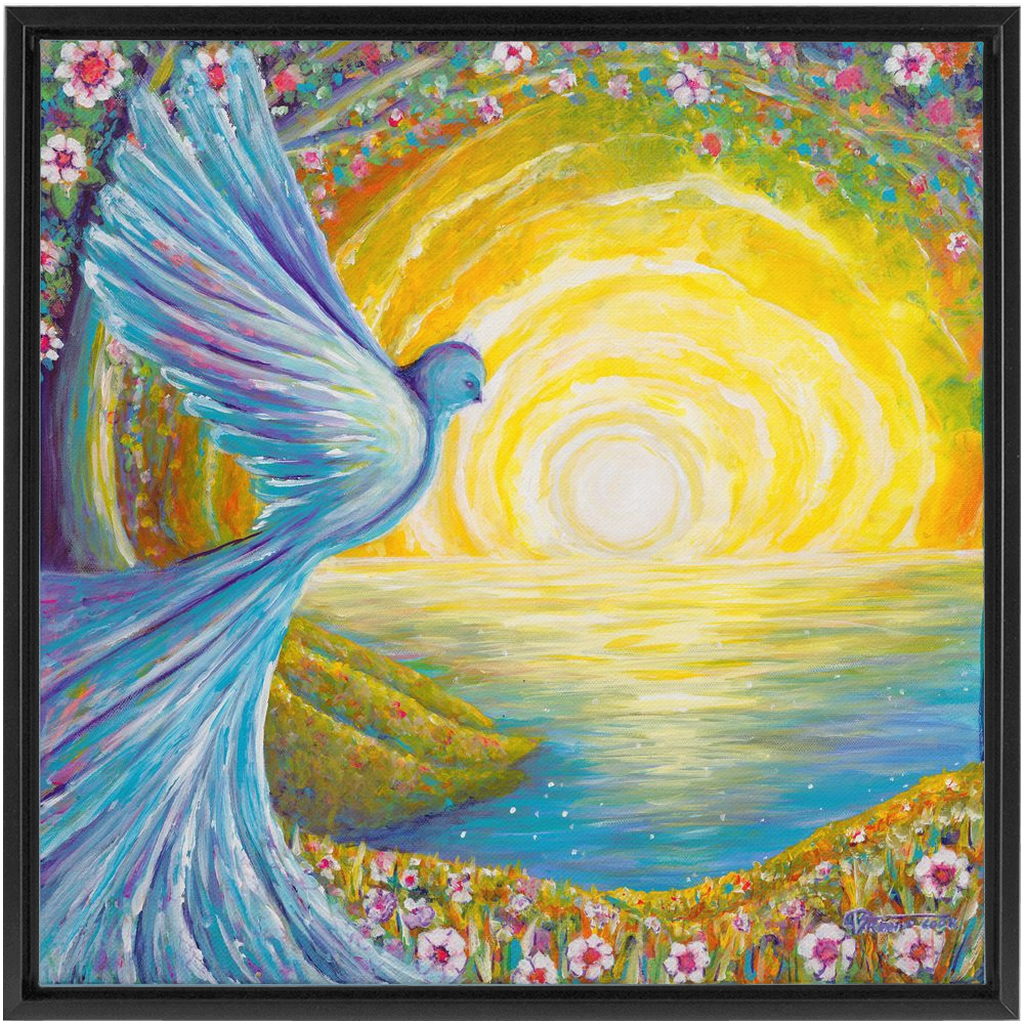 Bird of light Framed Canvas Wraps