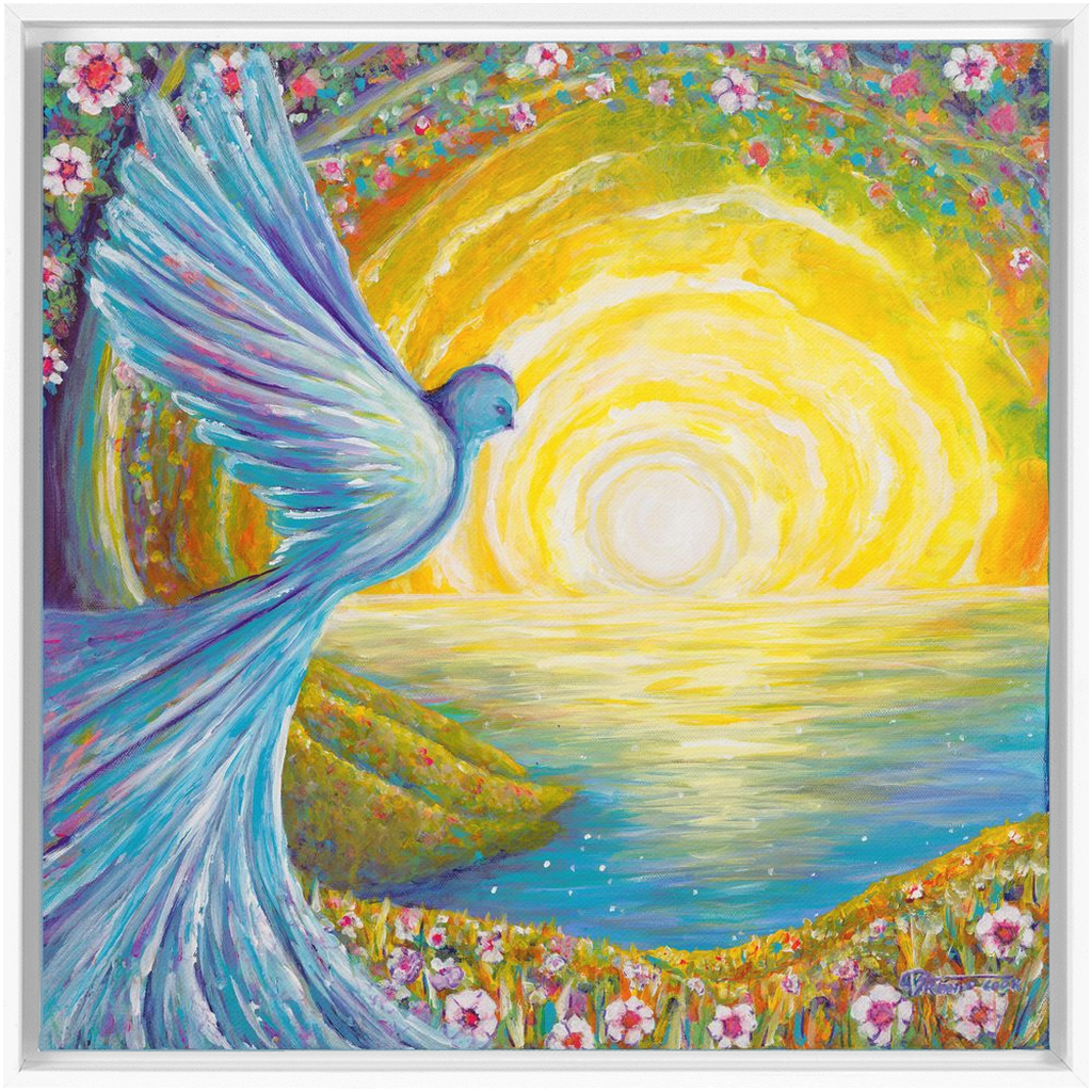 Bird of light Framed Canvas Wraps