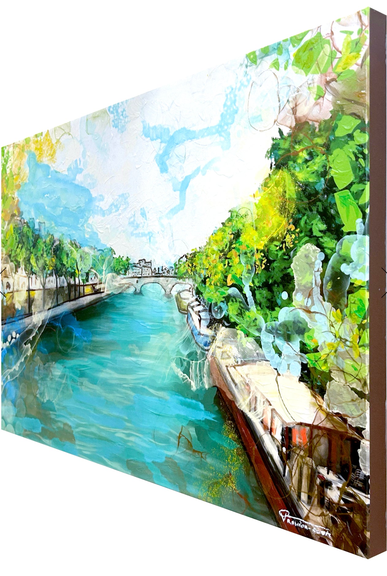 A LITTLE STROLL ALONG THE SEINE EMBELLISHED FINE ART PRINT