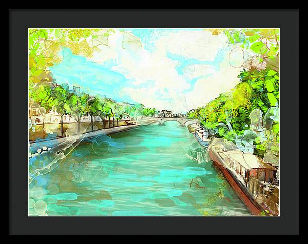 A little Stroll along the Seine - Framed Print