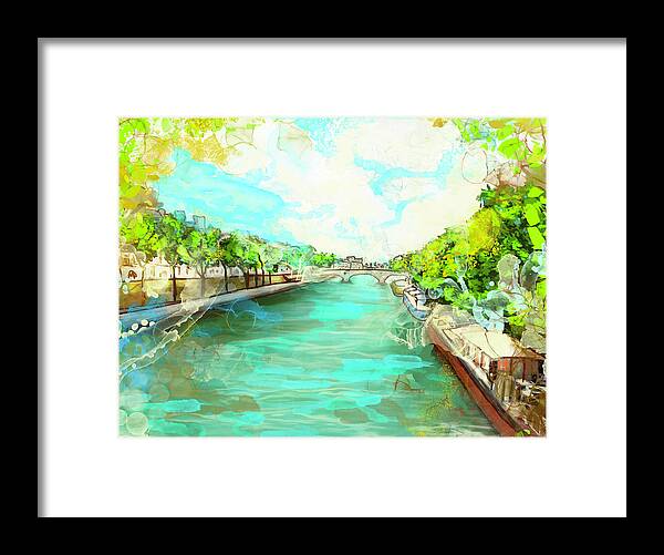 A little Stroll along the Seine - Framed Print