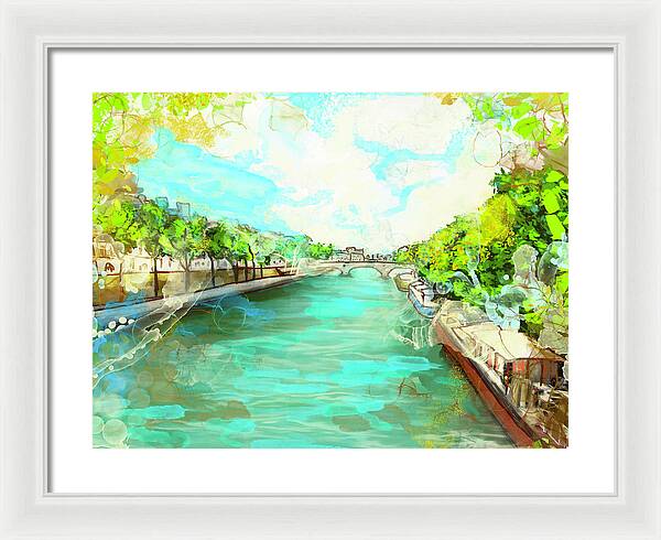 A little Stroll along the Seine - Framed Print