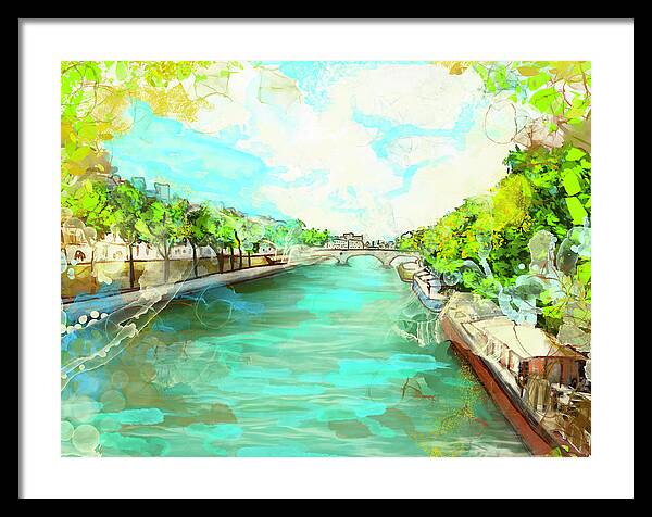 A little Stroll along the Seine - Framed Print