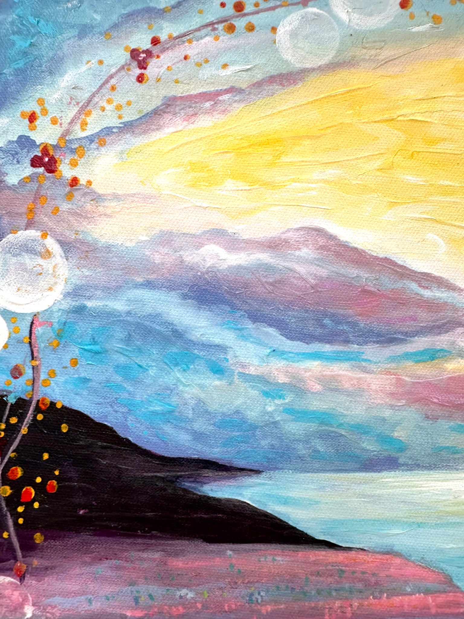 SUNRISE BY THE RIVER  EMBELLISHED FINE ART  PRINT ON CANVAS - NOT AVAILABLE