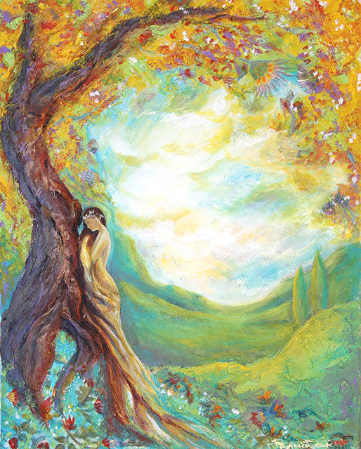 UNDER THE TREE ORIGINAL MIXED MEDIA PAINTING - NOT AVAILABLE