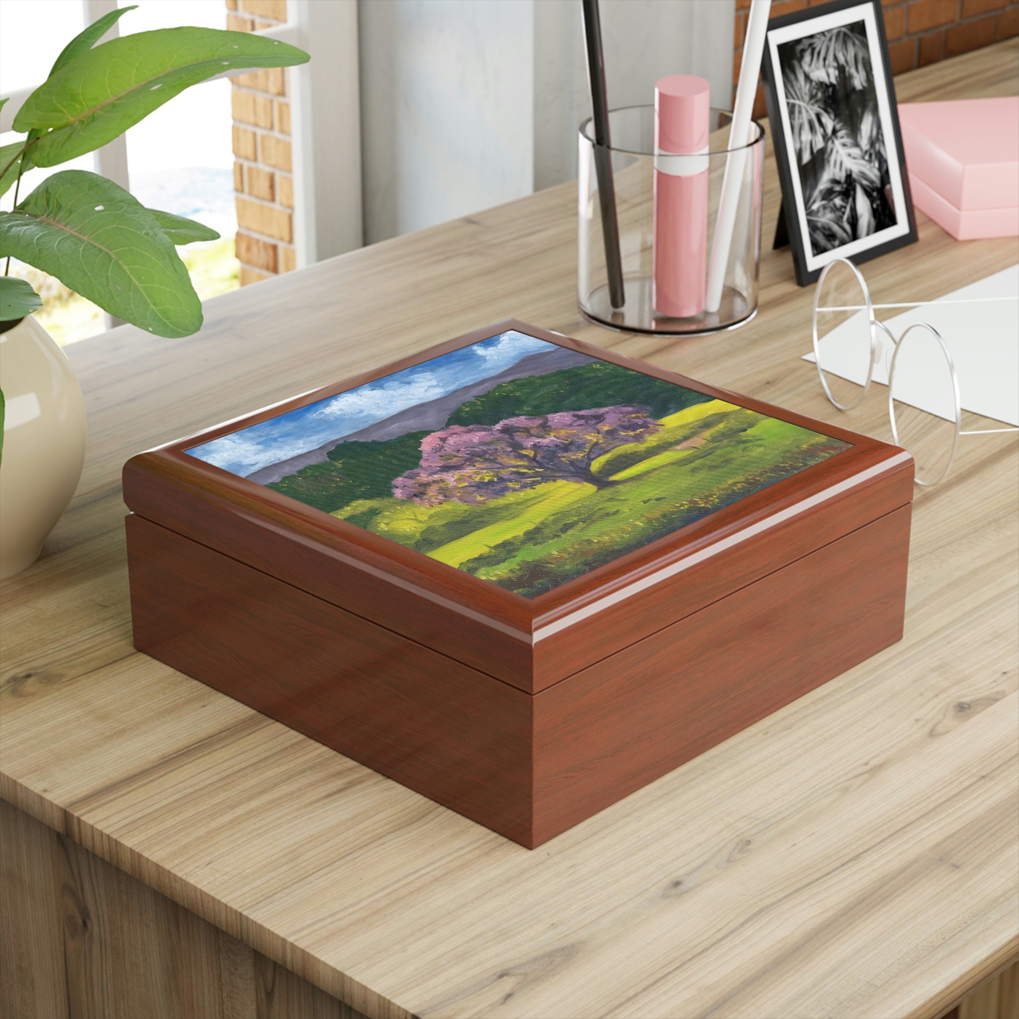 Tree in field Jewelry Box